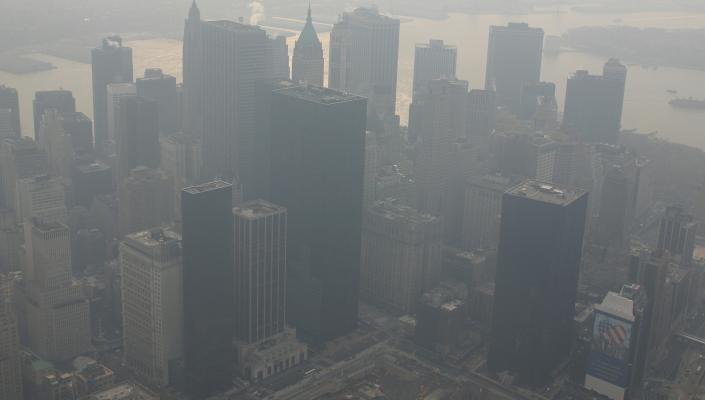 photo of a city in smog