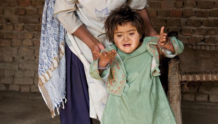 Child walking with polio