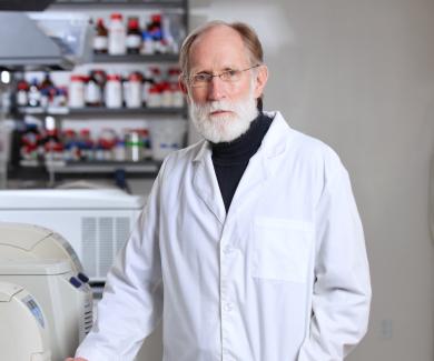 Peter Agre in his lab.